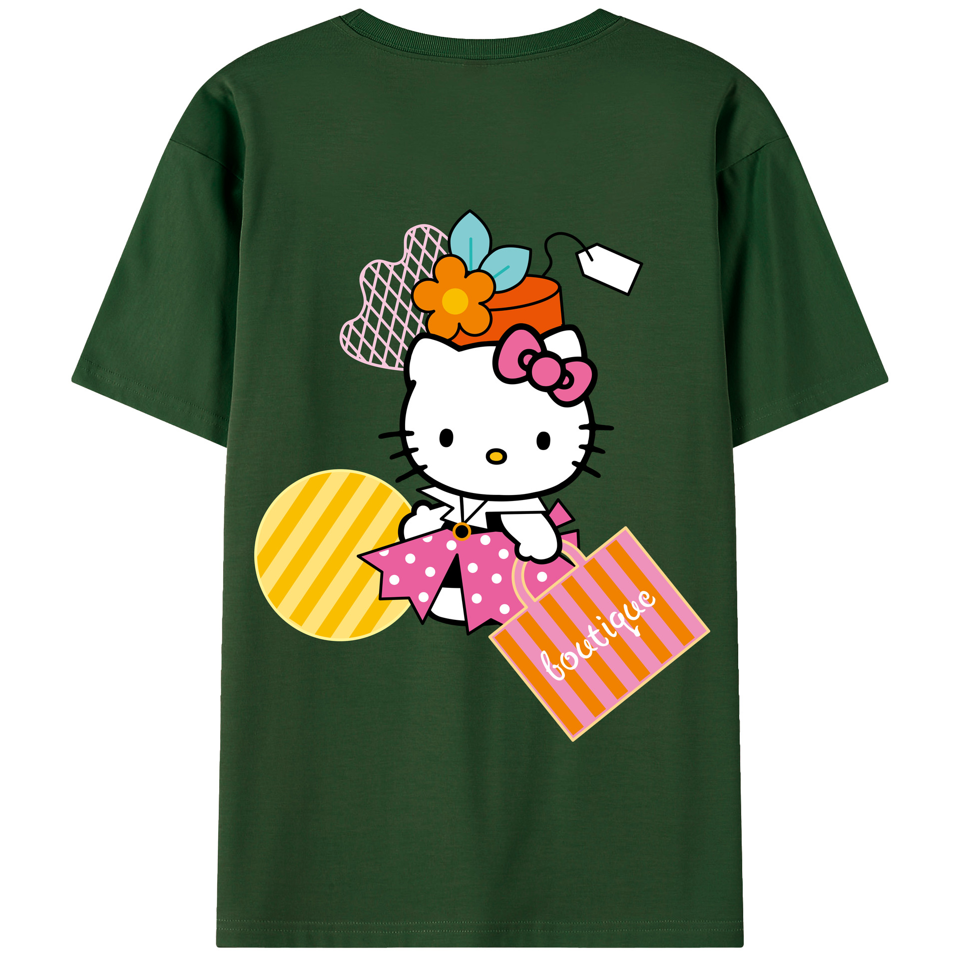 （画像用） Hello Kitty ハローキティ 綿100％半袖Tシャツ（背面プリント）